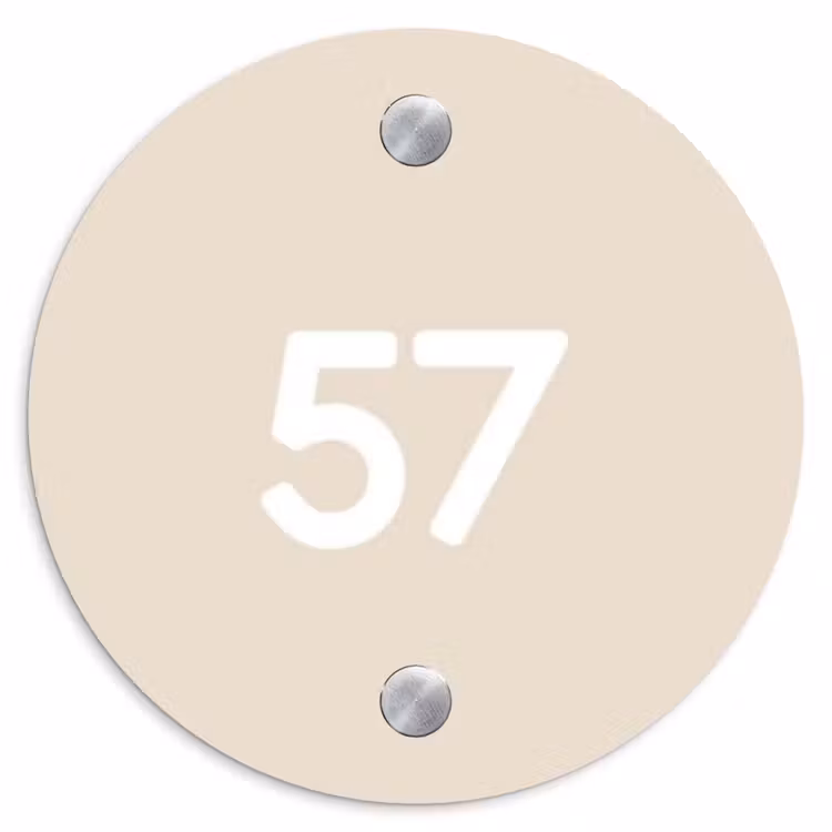 Naambordje voordeur - Rond - Effen - Beige - Traditioneel — 1