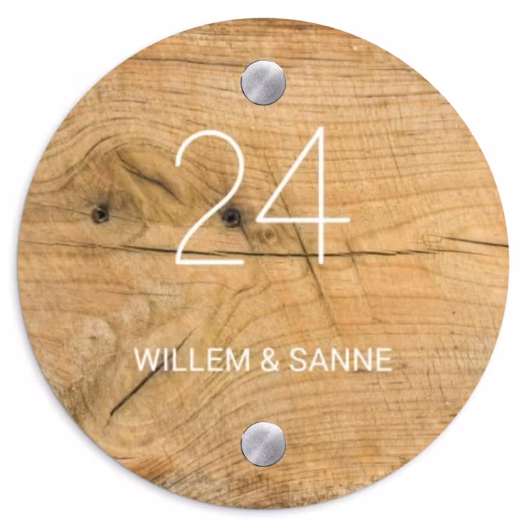 Naambordje voordeur - Rond - Hout - Klassiek — 1