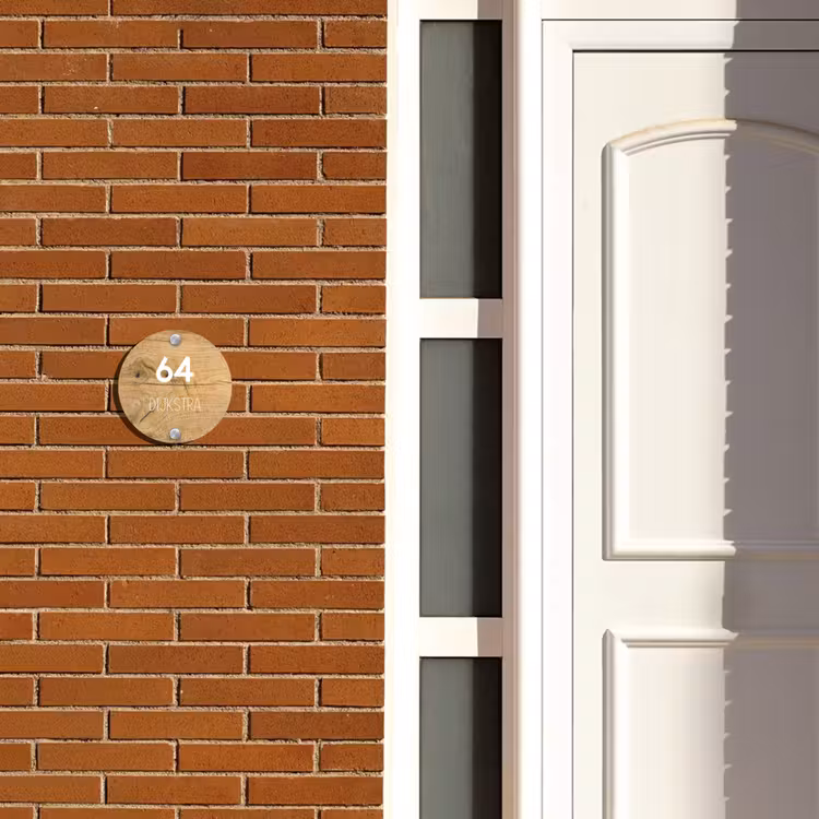 Naambordje voordeur - Rond - Hout - Modern — 3