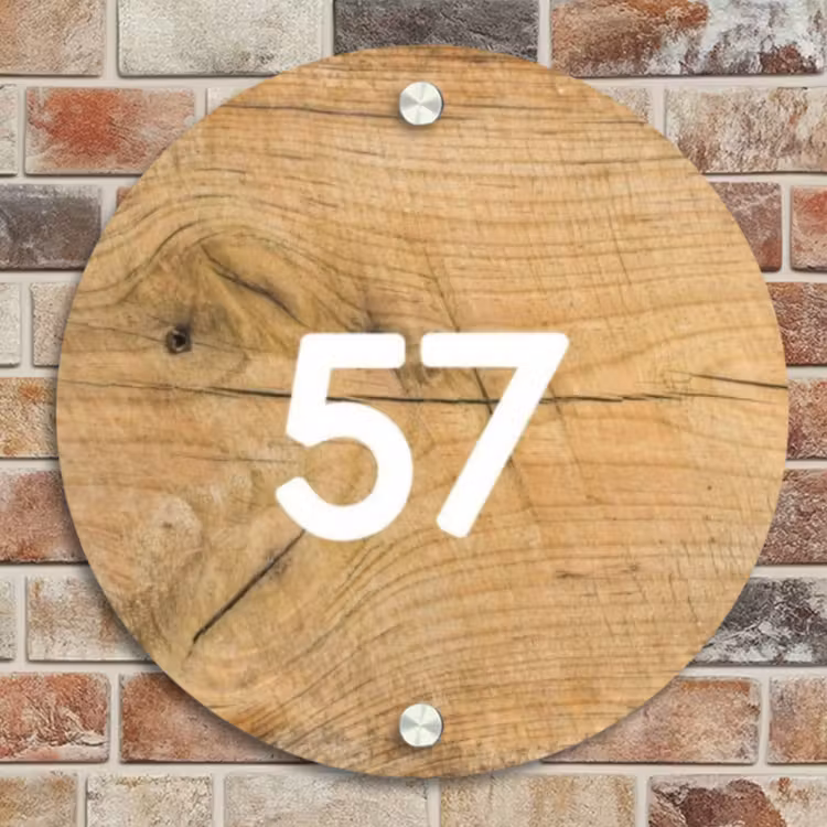 Naambordje voordeur - Rond - Hout - Traditioneel — 4