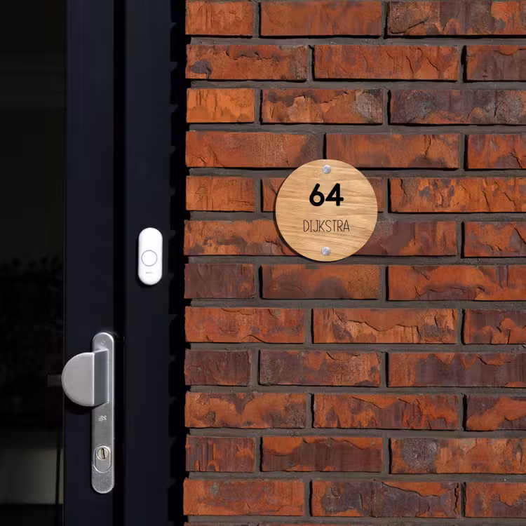 Naambordje voordeur - Rond - Licht hout - Modern — 2