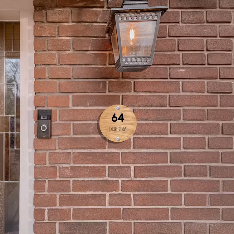Naambordje voordeur - Rond - Licht hout - Modern — 5