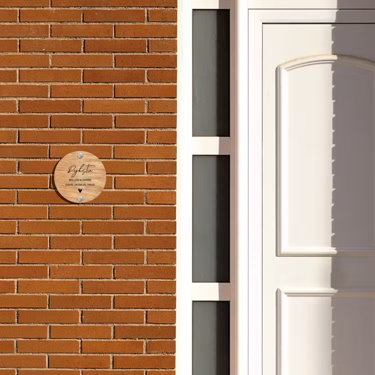 Naambordje voordeur - Rond - Licht hout - Sierlijk — 3