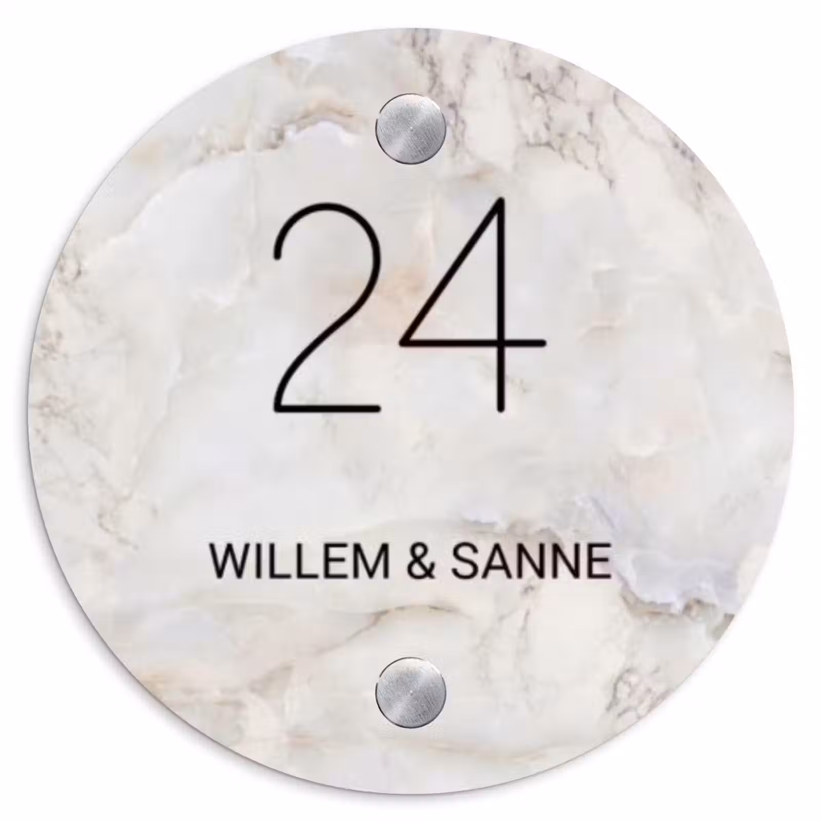 Naambordje voordeur - Rond - Beige marmer - Klassiek — 1