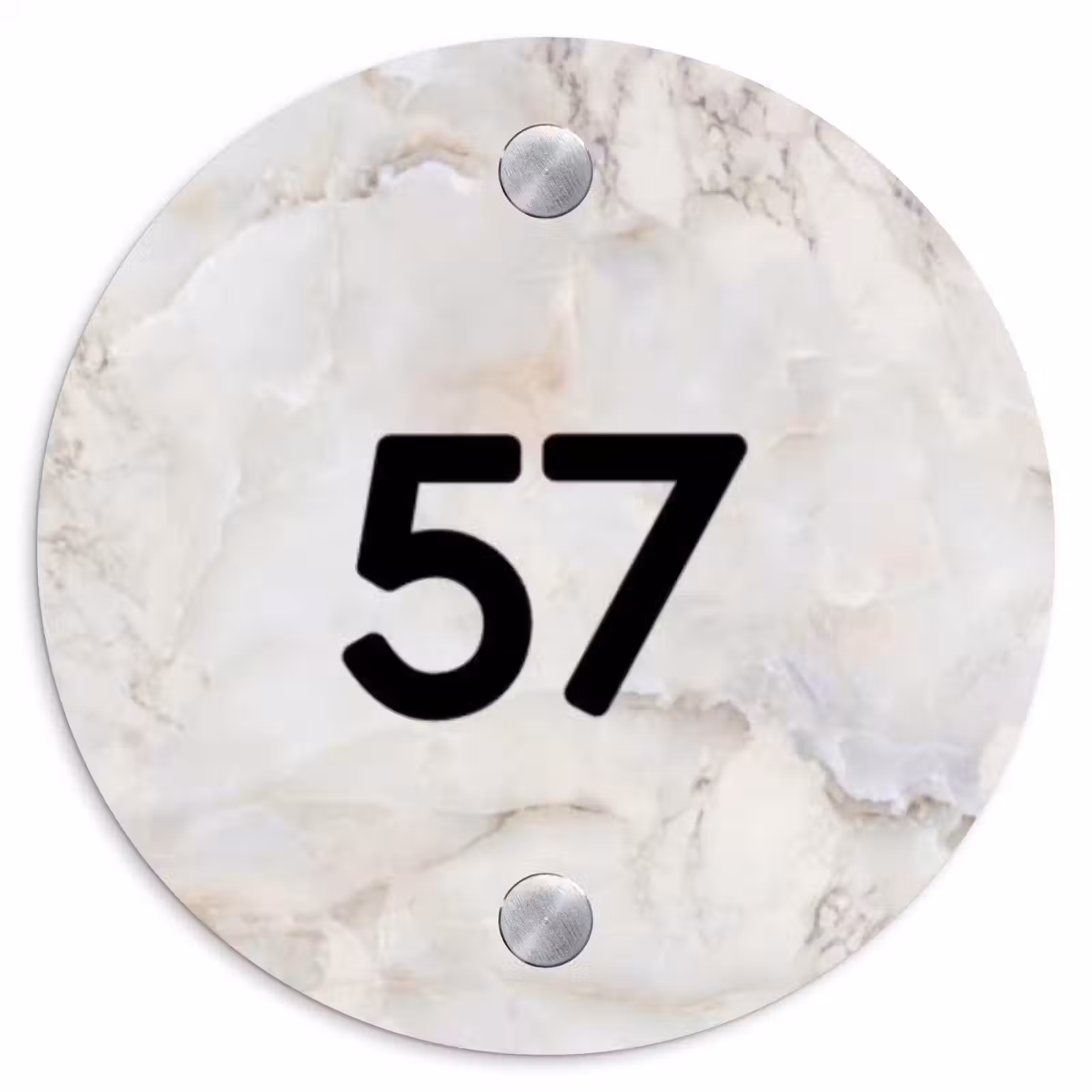 Naambordje voordeur - Rond - Beige marmer - Traditioneel — 1