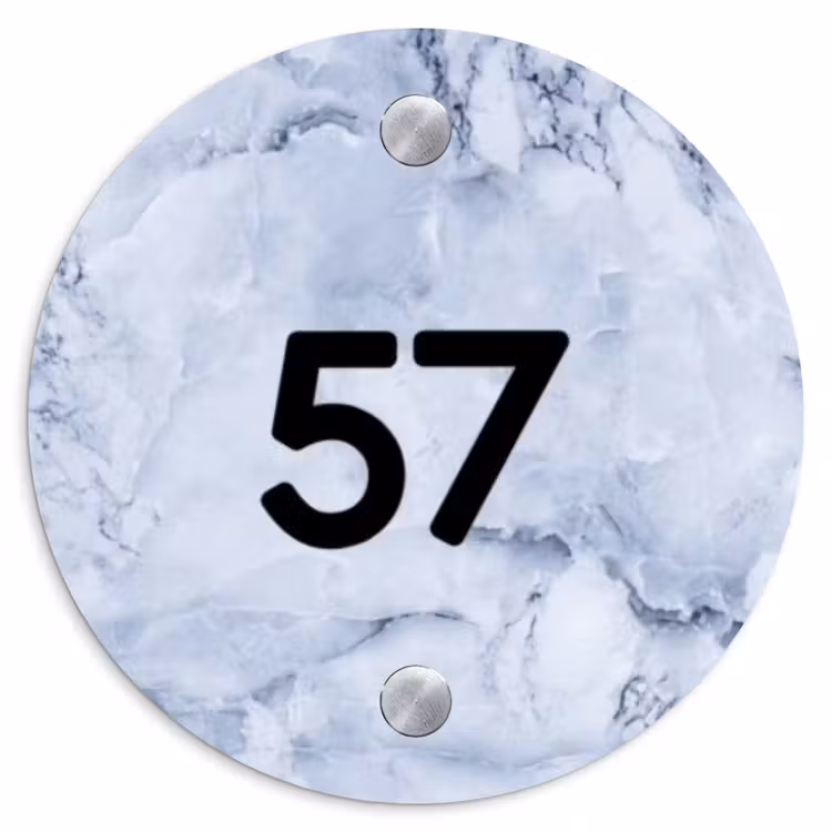 Naambordje voordeur - Rond - Blauw marmer - Traditioneel — 1