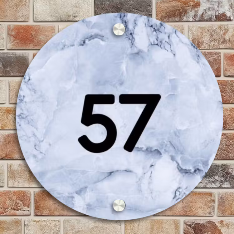 Naambordje voordeur - Rond - Blauw marmer - Traditioneel — 4