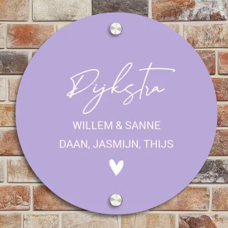 Naambordje voordeur - Rond - Effen - Lila - Sierlijk — 4