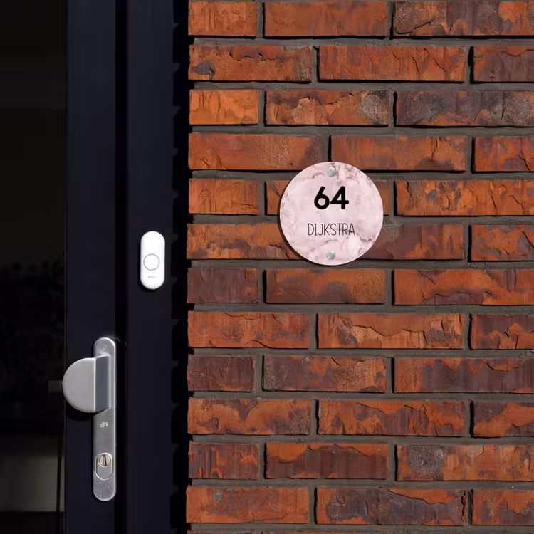 Naambordje voordeur - Rond - Roze marmer - Modern — 2