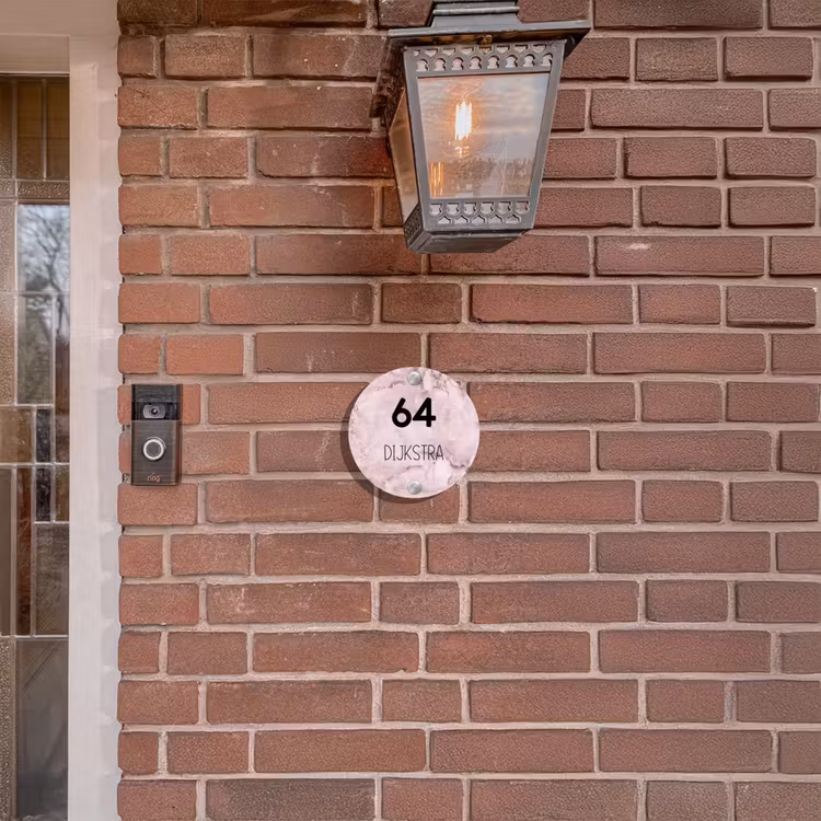 Naambordje voordeur - Rond - Roze marmer - Modern — 5