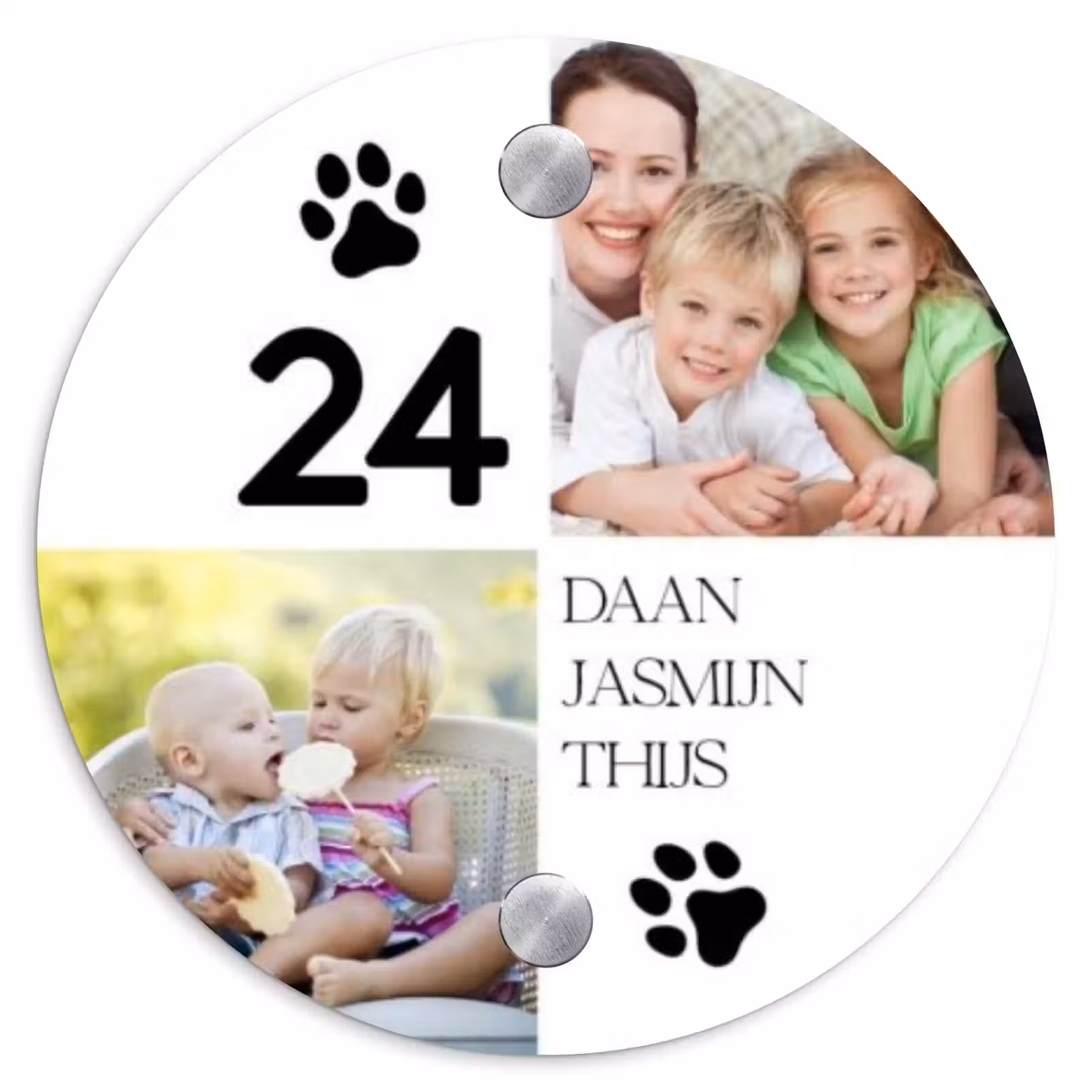 Naambordje voordeur - Rond - Familieportret met pootafdrukken - Klassiek — 1
