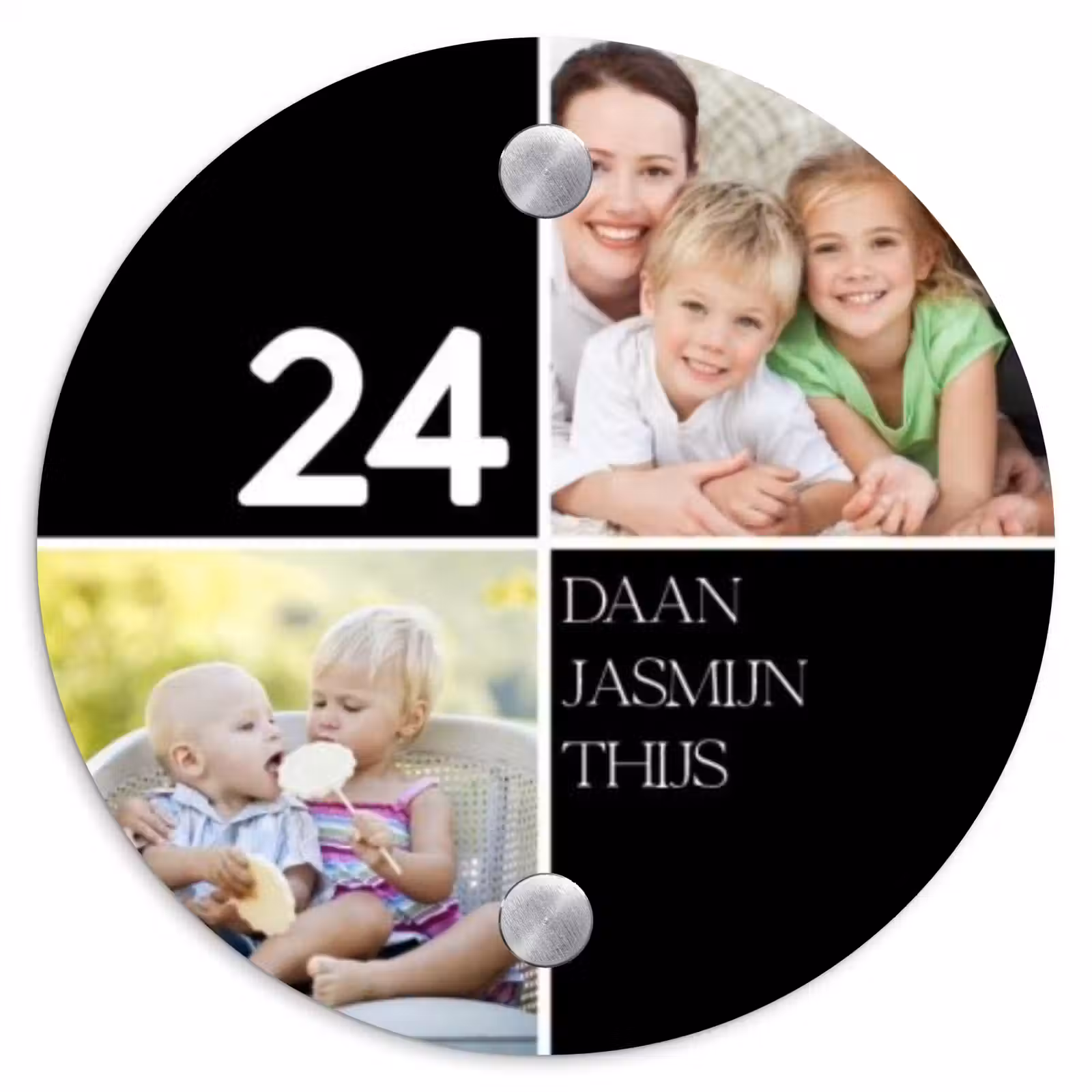 Naambordje voordeur - Rond - Familieportret strak zwart - Klassiek — 1