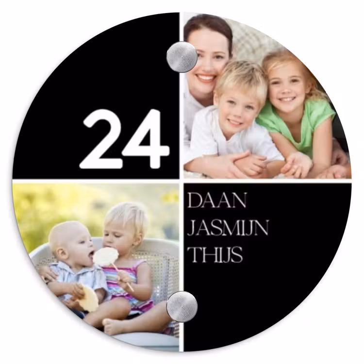 Naambordje voordeur - Rond - Familieportret strak zwart - Klassiek — 1