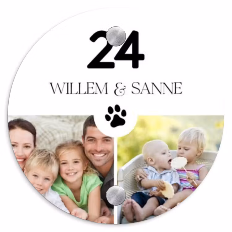 Naambordje voordeur - Rond - Gezinsportret wit - Klassiek — 1