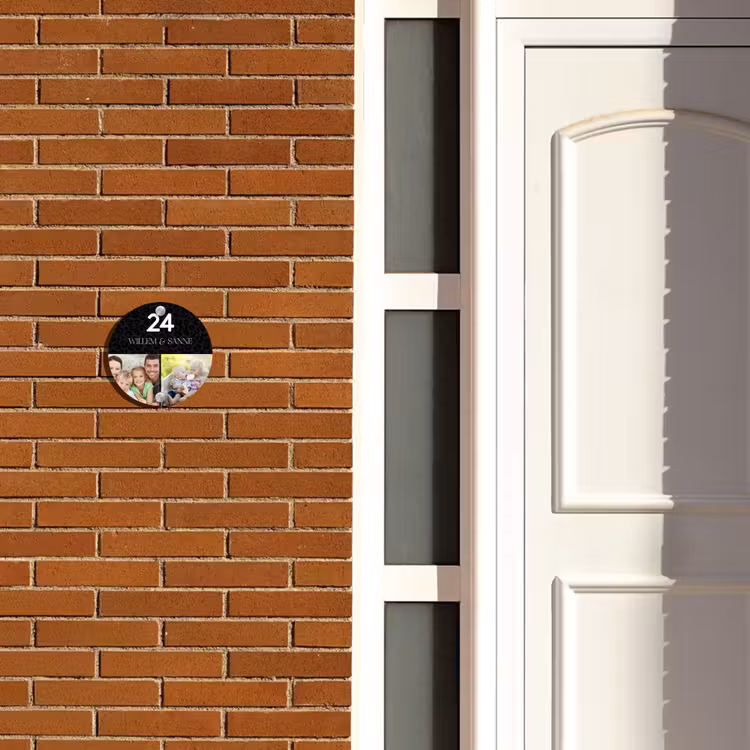 Naambordje voordeur - Rond - Luipaardprint met foto's - Klassiek — 3