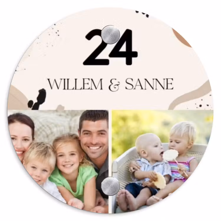 Naambordje voordeur - Rond - Zachte tinten met foto's - Klassiek — 1