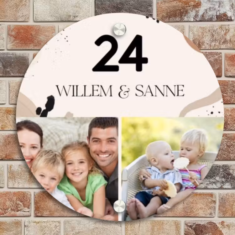 Naambordje voordeur - Rond - Zachte tinten met foto's - Klassiek — 4