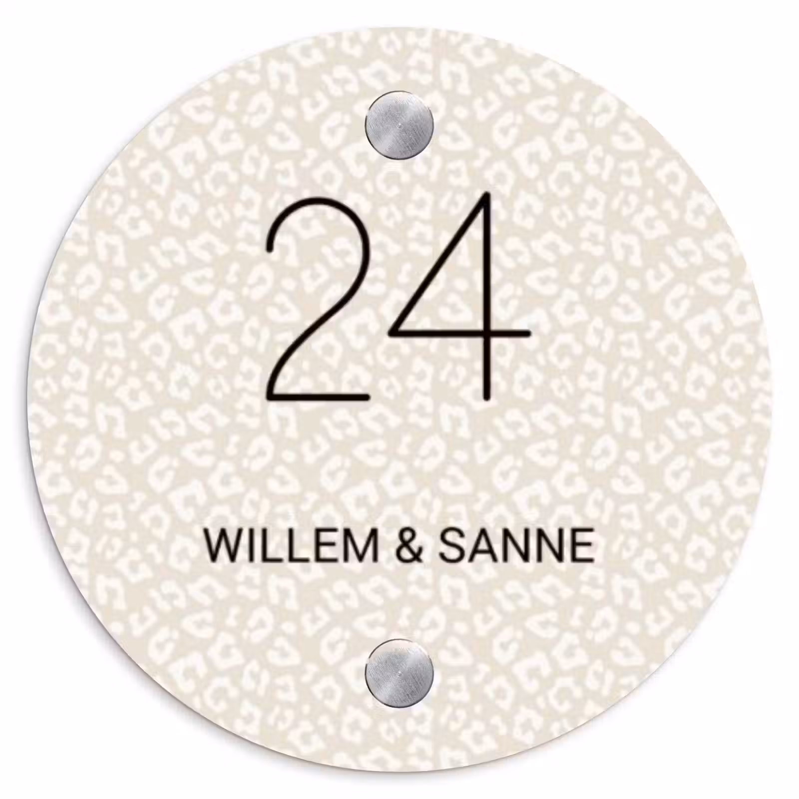 Naambordje voordeur - Rond - Beige panterprint - Klassiek — 1