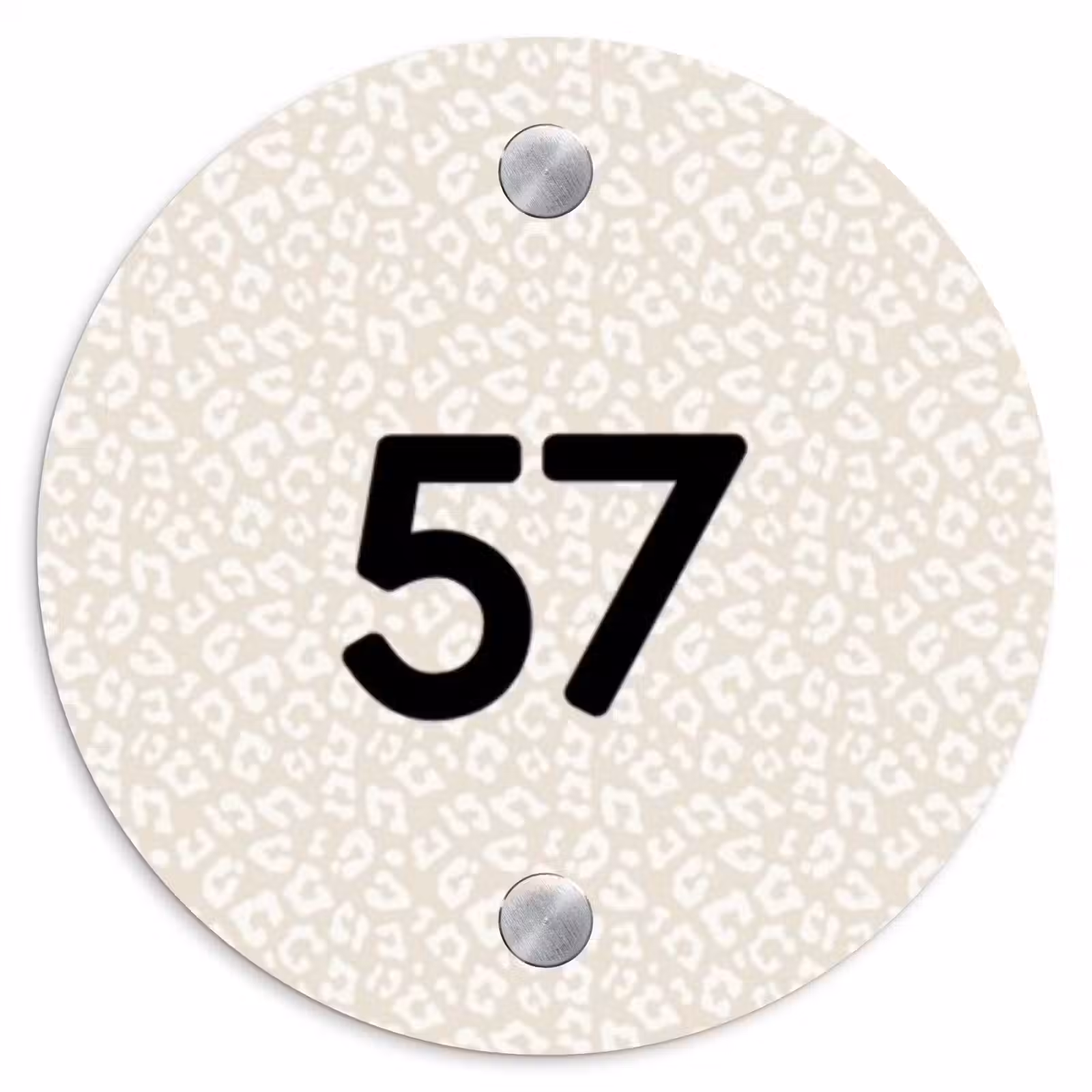 Naambordje voordeur - Rond - Beige panterprint - Traditioneel — 1