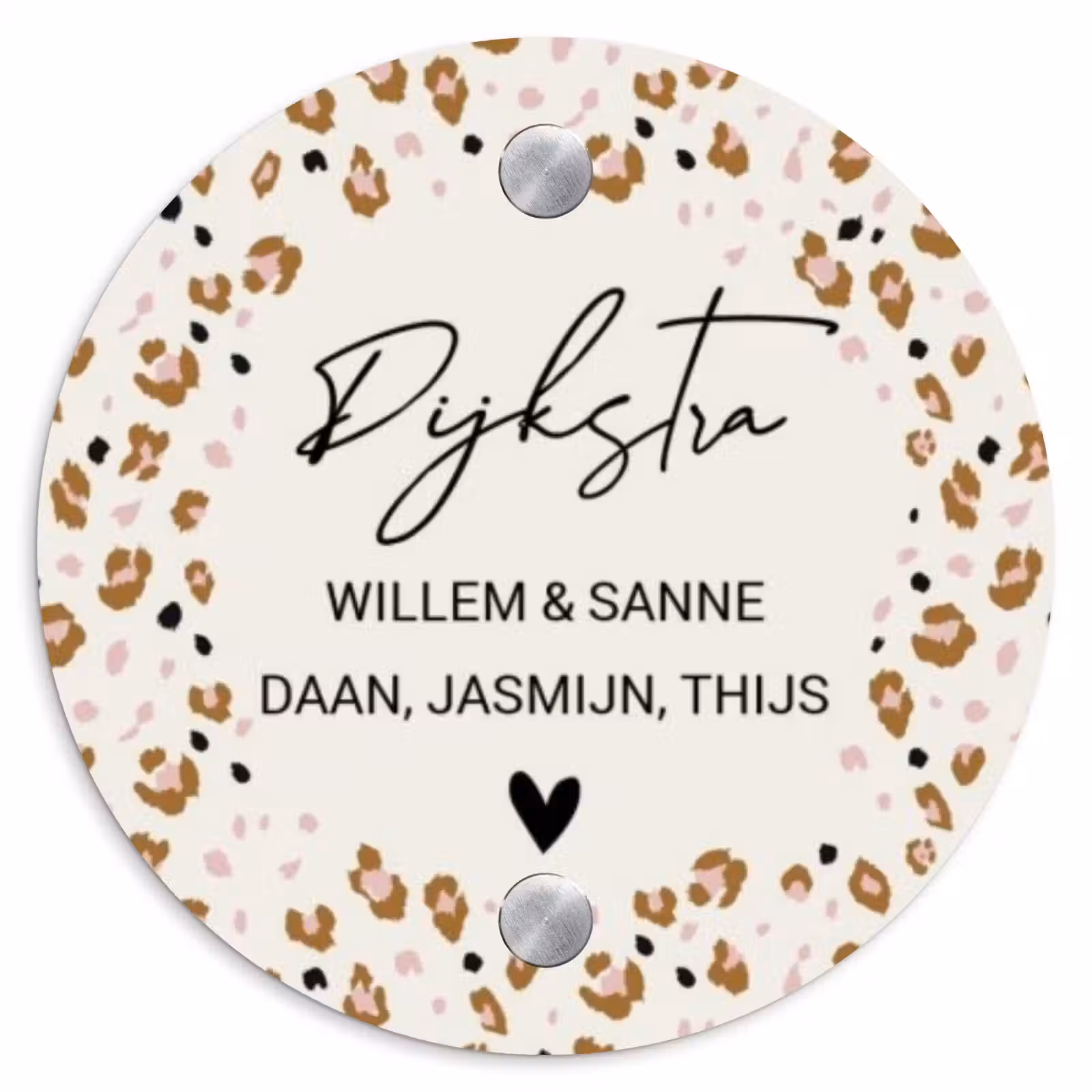 Naambordje voordeur - Rond - Panterprint rand - Sierlijk — 1
