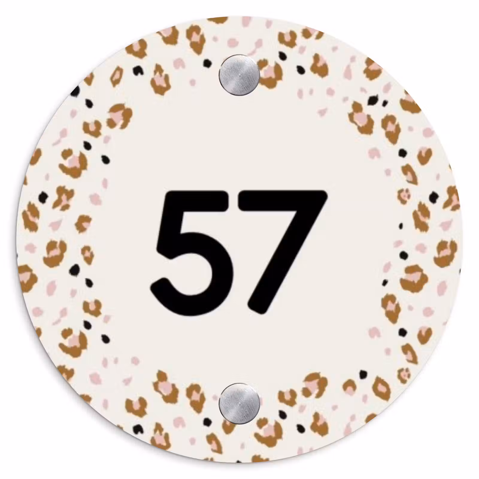 Naambordje voordeur - Rond - Panterprint rand - Traditioneel — 1