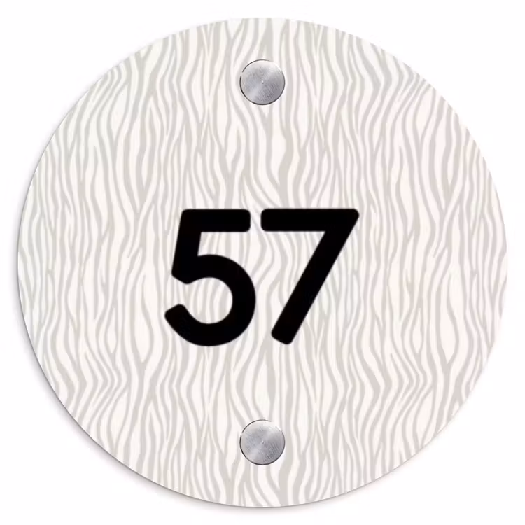 Naambordje voordeur - Rond - Beige golvende strepen - Traditioneel — 1