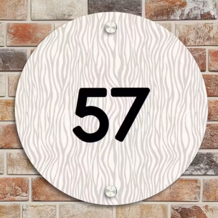 Naambordje voordeur - Rond - Beige golvende strepen - Traditioneel — 4