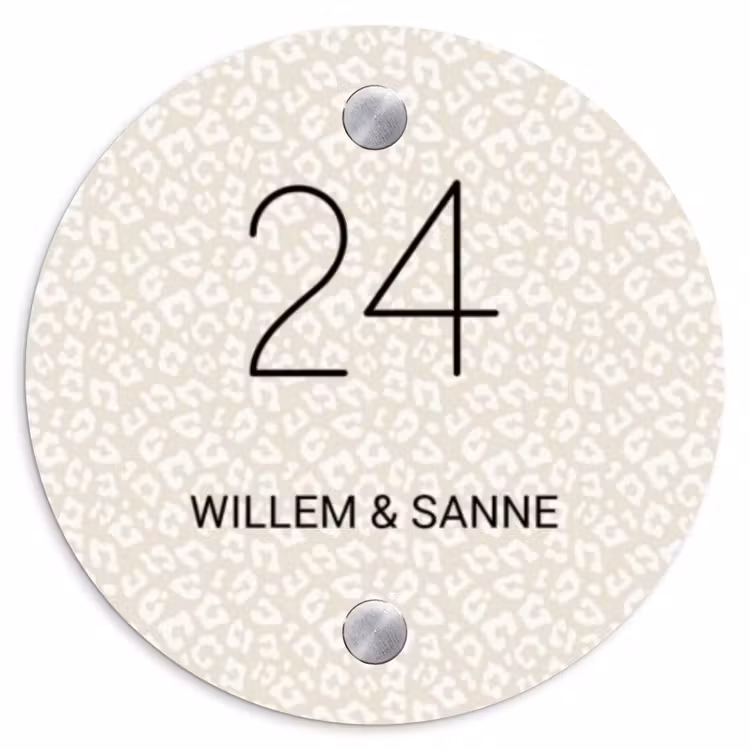 Naambordje voordeur - Rond - Beige panterprint - Klassiek — 1