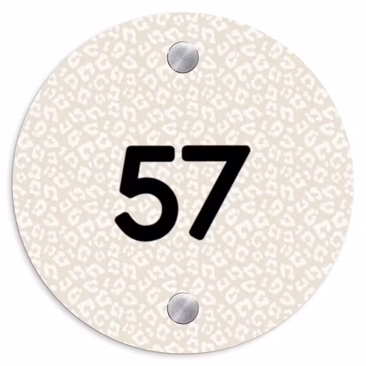 Naambordje voordeur - Rond - Beige panterprint - Traditioneel — 1