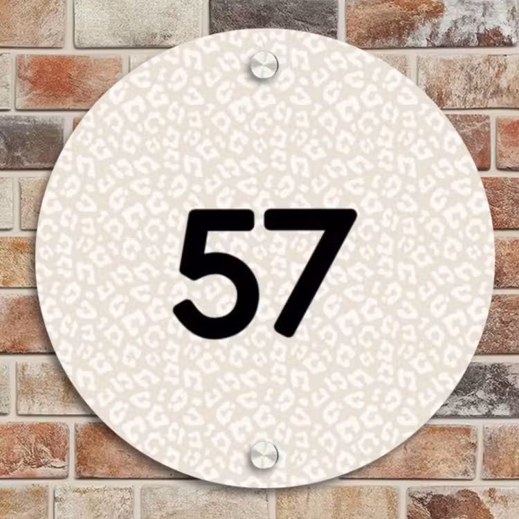 Naambordje voordeur - Rond - Beige panterprint - Traditioneel — 4
