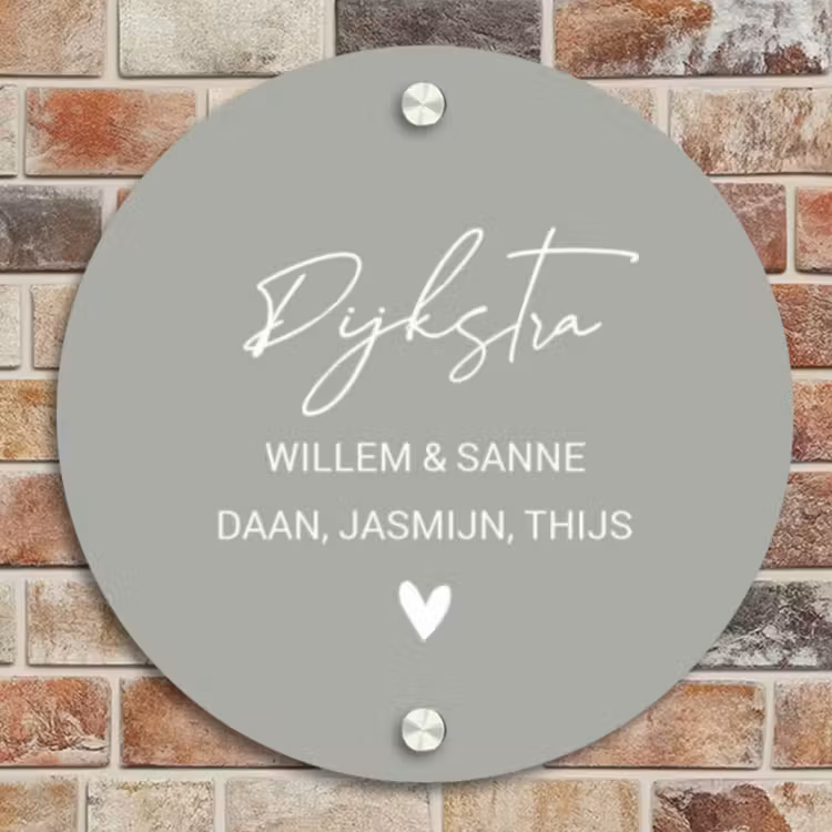 Naambordje voordeur - Rond - Effen lichtgrijs - Sierlijk — 4