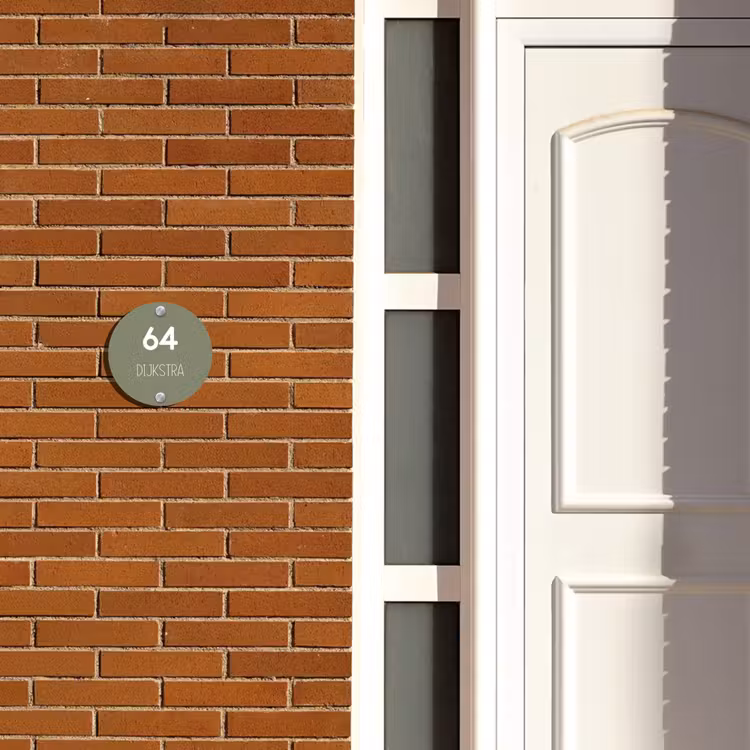 Naambordje voordeur - Rond - Olijfgroen - Modern — 3