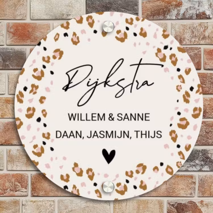 Naambordje voordeur - Rond - Panterprint rand - Sierlijk — 4