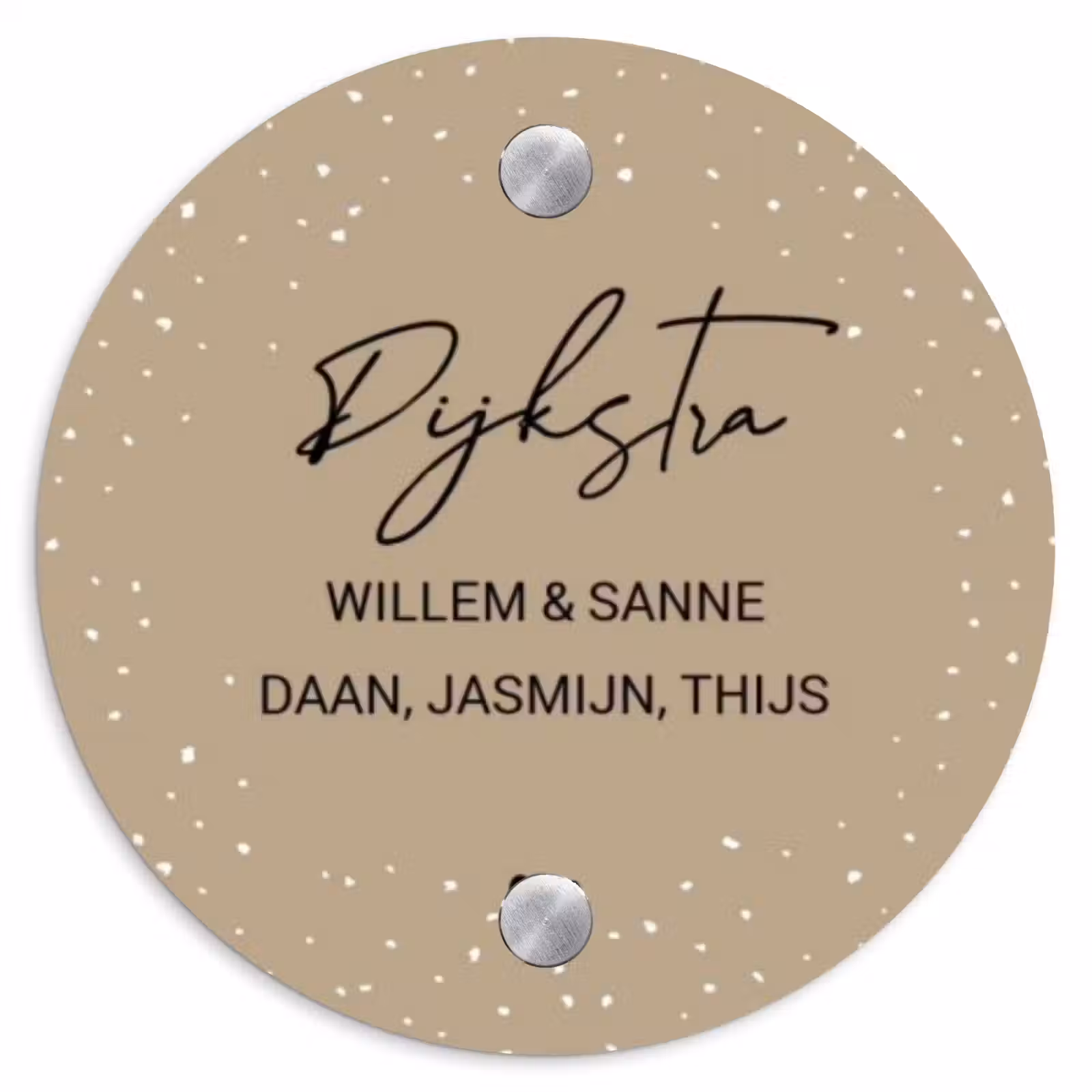 Naambordje voordeur - Rond - Beige met stippen - Sierlijk — 1