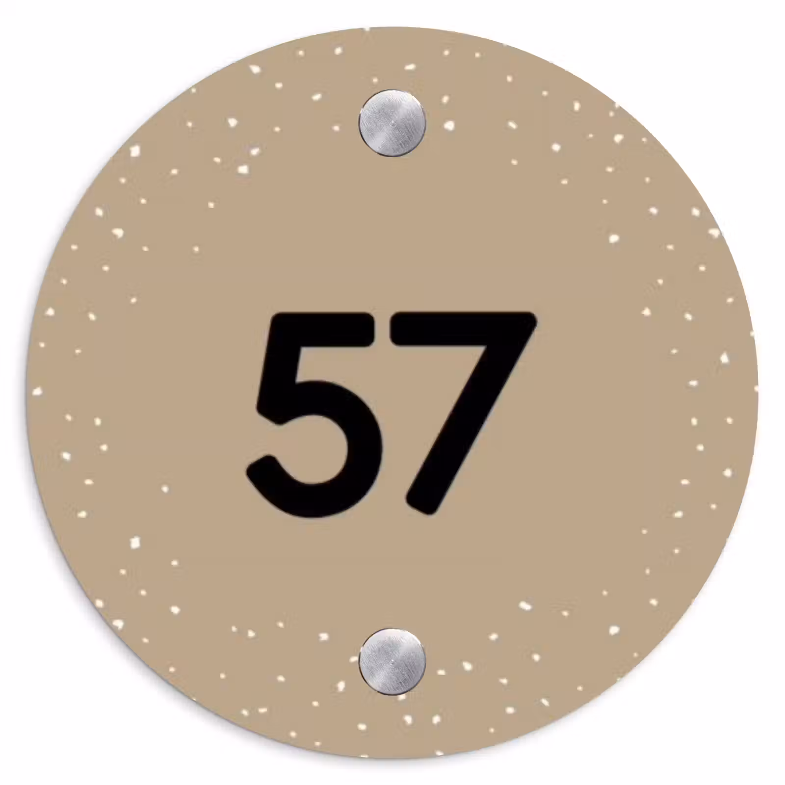 Naambordje voordeur - Rond - Beige met stippen - Traditioneel — 1