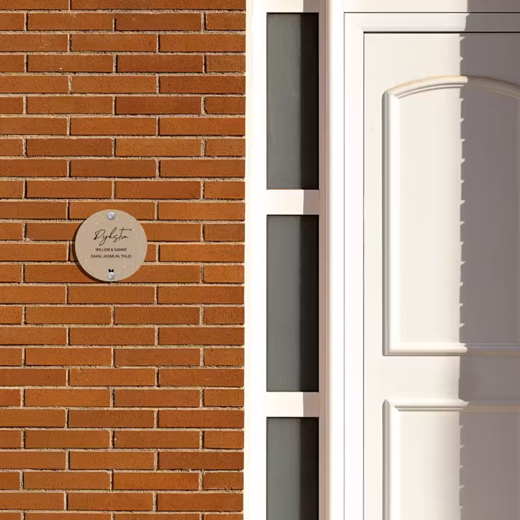 Naambordje voordeur - Rond - Beige met stippen - Sierlijk — 3