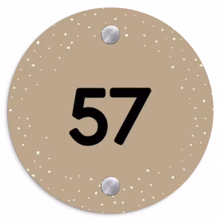 Naambordje voordeur - Rond - Beige met stippen - Traditioneel — 1