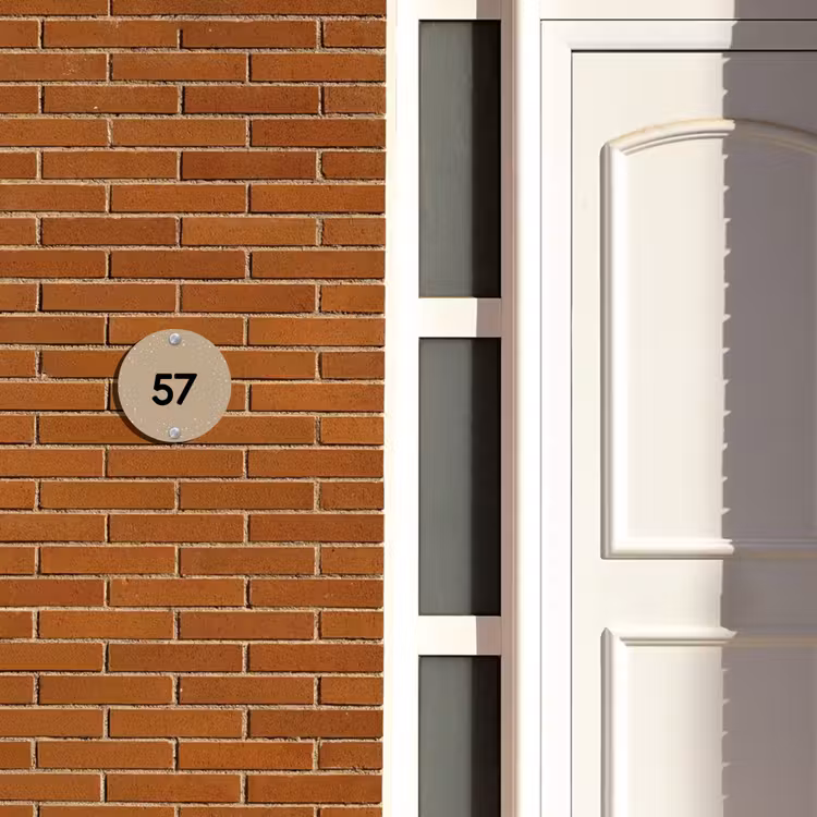 Naambordje voordeur - Rond - Beige met stippen - Traditioneel — 3