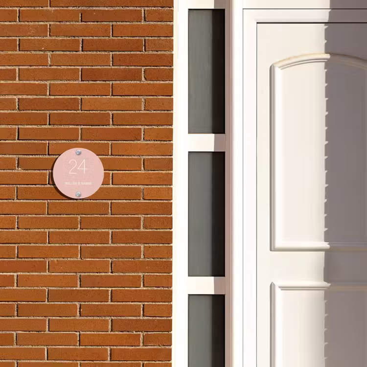 Naambordje voordeur - Rond - Effen roze - Klassiek — 3