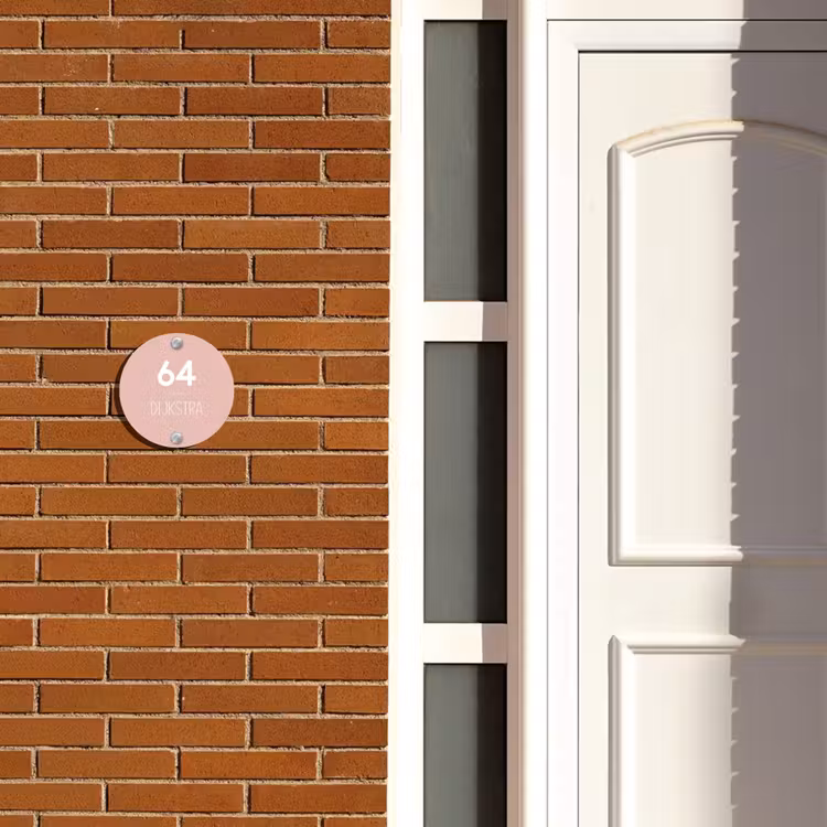Naambordje voordeur - Rond - Effen roze - Modern — 3
