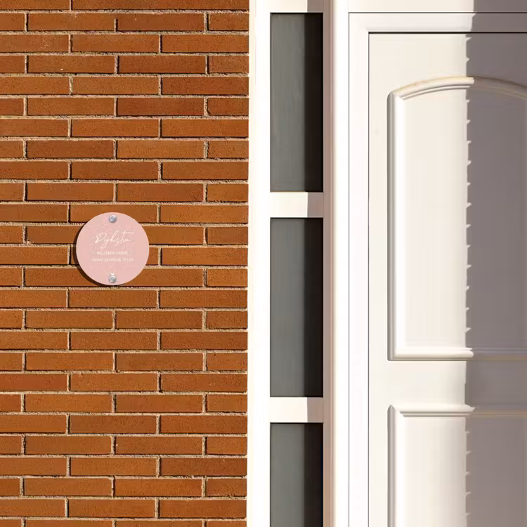Naambordje voordeur - Rond - Effen roze - Sierlijk — 3