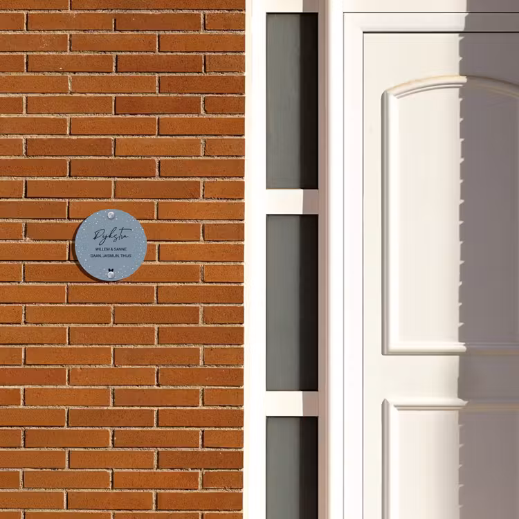 Naambordje voordeur - Rond - Grijsgroen met stippen - Sierlijk — 3