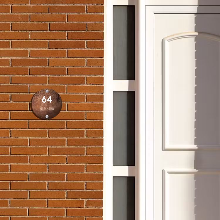 Naambordje voordeur - Rond - Verweerd metaal - Modern — 3