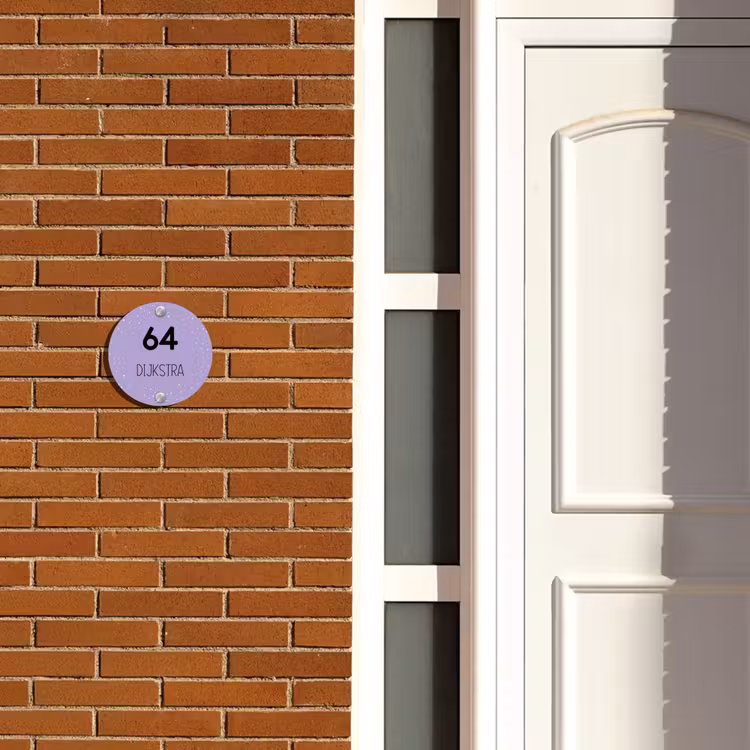 Naambordje voordeur - Rond - Paars met stippen - Modern — 3