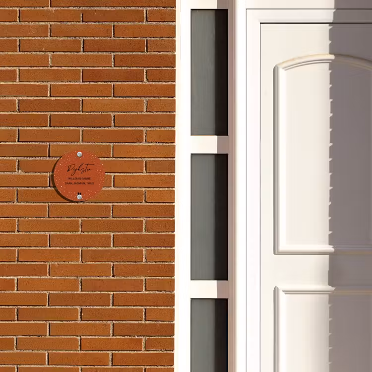 Naambordje voordeur - Rond - Roestbruin met stippen - Sierlijk — 3