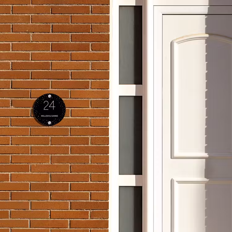 Naambordje voordeur - Rond - Zwart met stippen - Klassiek — 3
