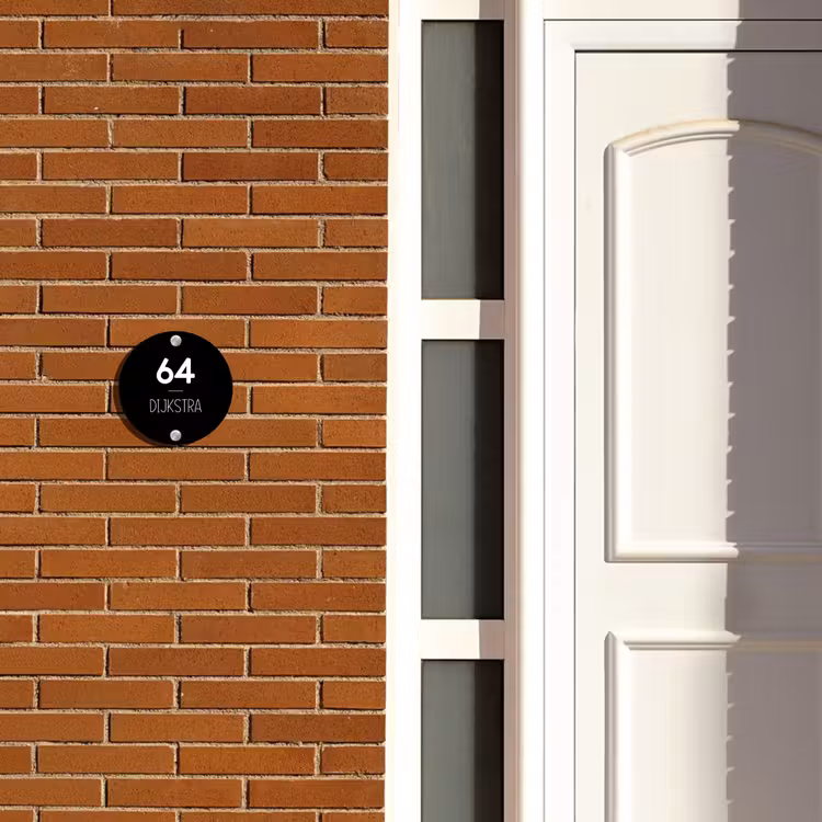 Naambordje voordeur - Rond - Zwart vlak - Modern — 3