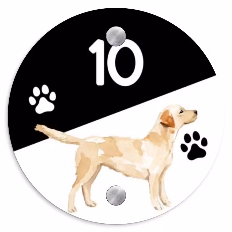 Naambordje voordeur - Rond - Zwart wit - Huisdier - Labrador — 1