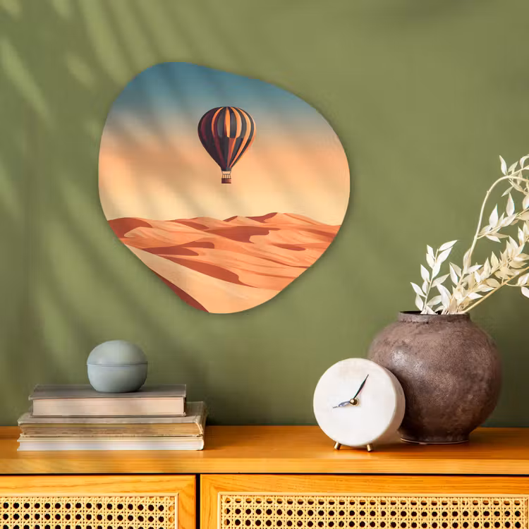 Organisch schilderij – Luchtballon - Woestijn - Zonsondergang - Blauw — 2