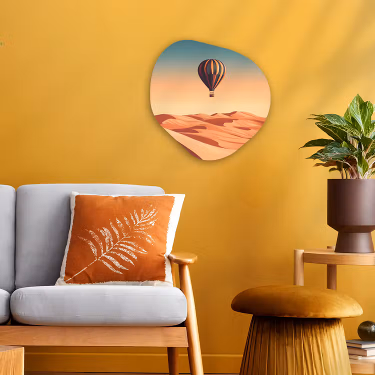 Organisch schilderij – Luchtballon - Woestijn - Zonsondergang - Blauw — 3